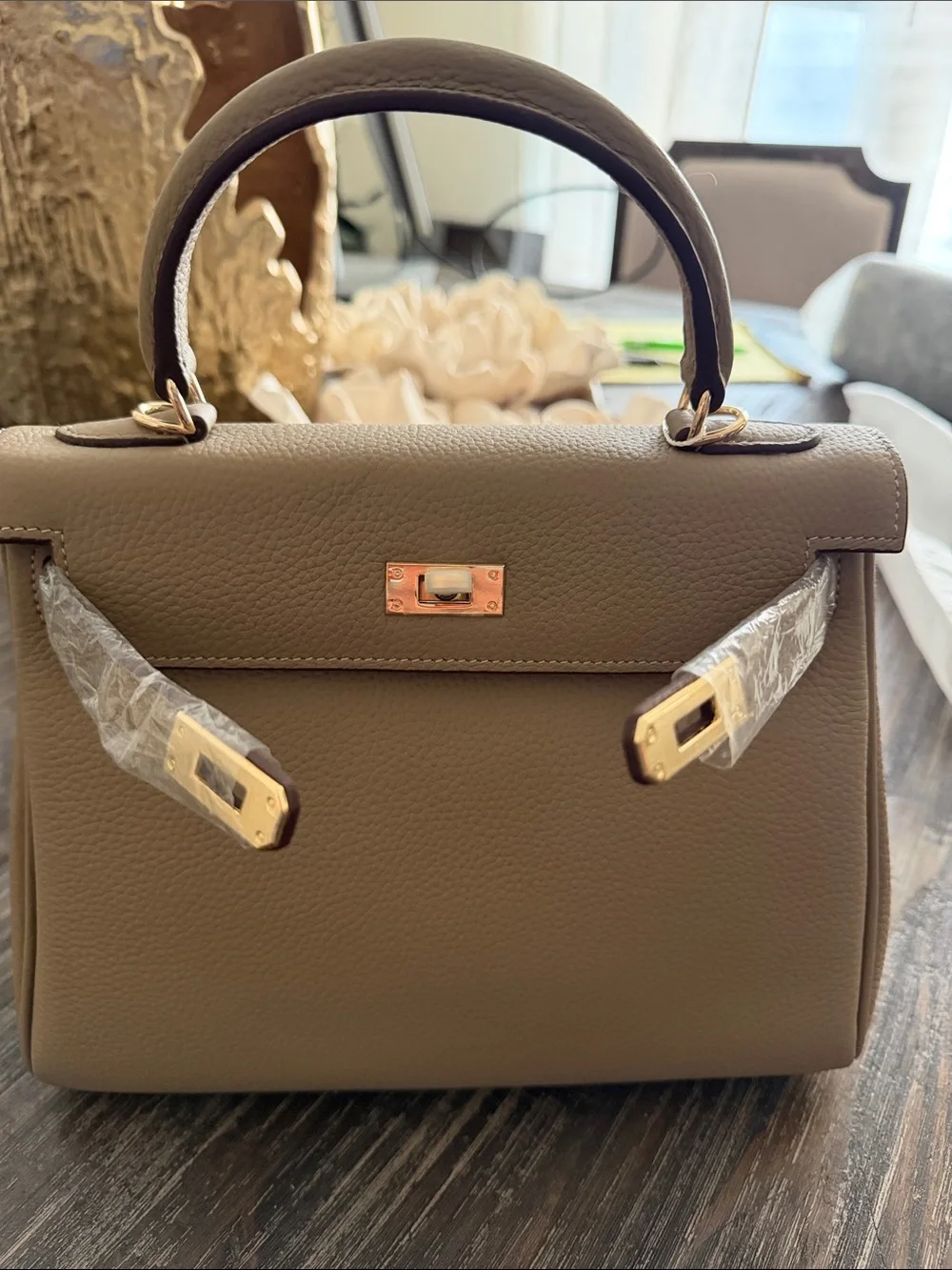 Classic Top-Handle Women’s Bag in Taupe